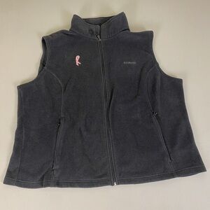 Columbia Charcoal Fleece Vest with Pink Accent